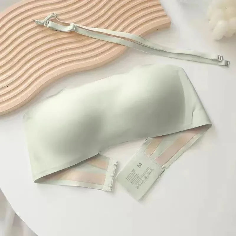 Strapless Bra Chest Wrap Bandeau Seamless Breathable Underwear Tops Non Slip Invisible Bralette Push Up Women's Bra