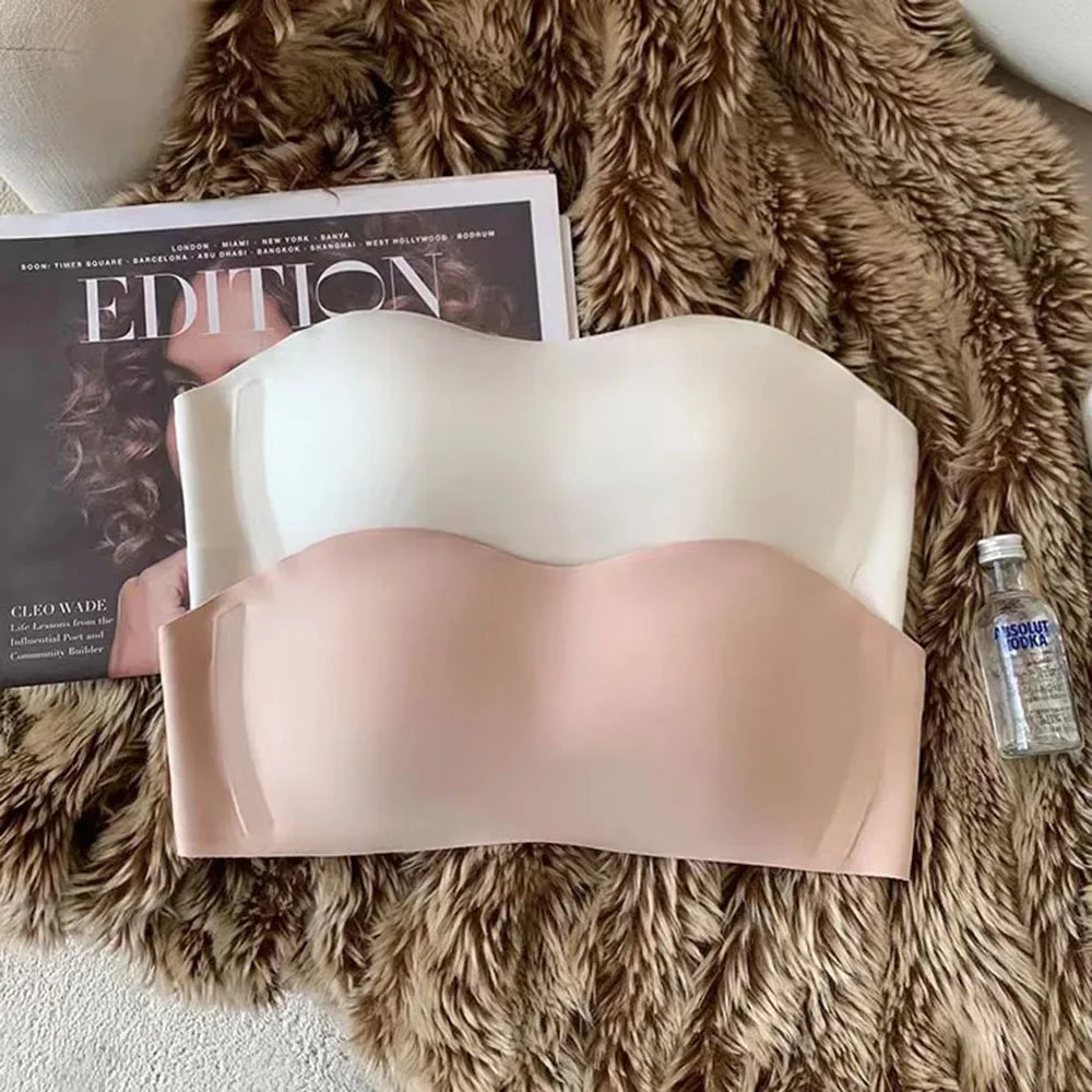 Strapless Bra Chest Wrap Bandeau Seamless Breathable Underwear Tops Non Slip Invisible Bralette Push Up Women's Bra