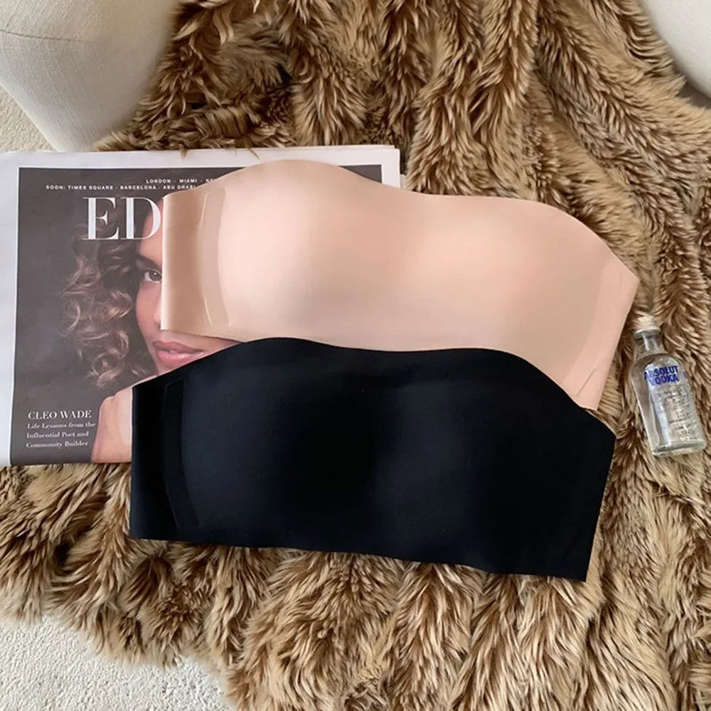 Strapless Bra Chest Wrap Bandeau Seamless Breathable Underwear Tops Non Slip Invisible Bralette Push Up Women's Bra