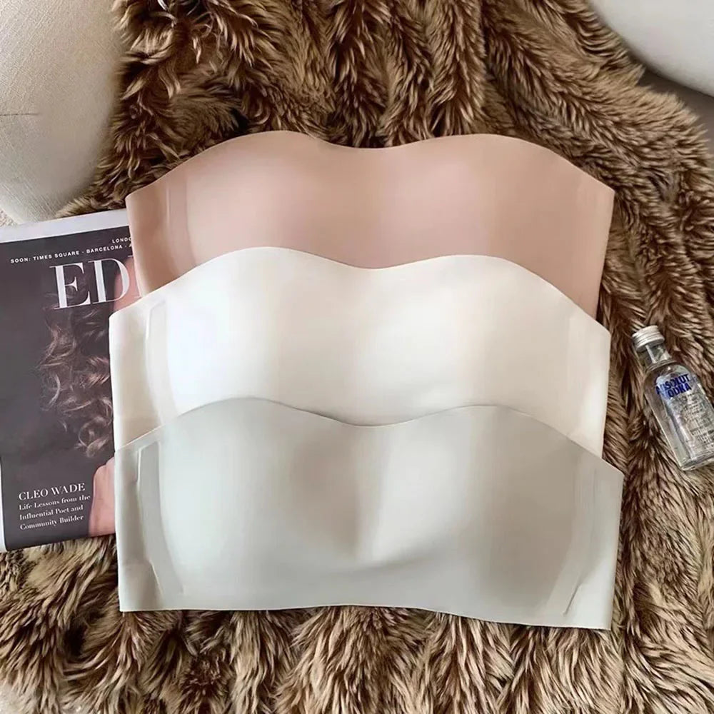 Strapless Bra Chest Wrap Bandeau Seamless Breathable Underwear Tops Non Slip Invisible Bralette Push Up Women's Bra