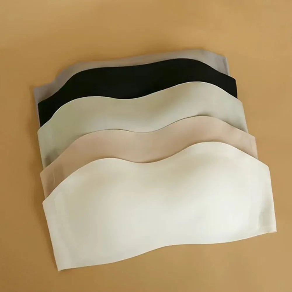 Strapless Bra Chest Wrap Bandeau Seamless Breathable Underwear Tops Non Slip Invisible Bralette Push Up Women's Bra
