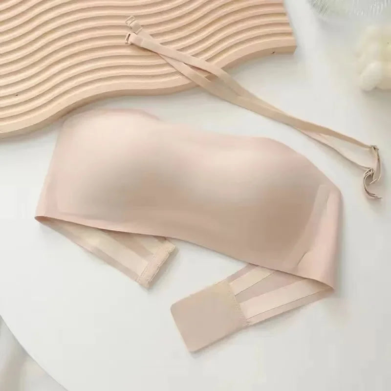 Strapless Bra Chest Wrap Bandeau Seamless Breathable Underwear Tops Non Slip Invisible Bralette Push Up Women's Bra