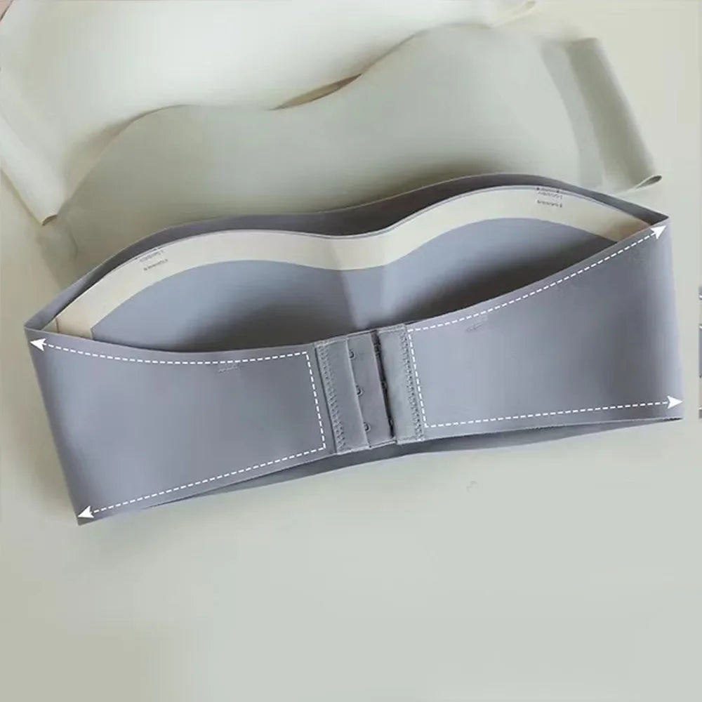 Strapless Bra Chest Wrap Bandeau Seamless Breathable Underwear Tops Non Slip Invisible Bralette Push Up Women's Bra