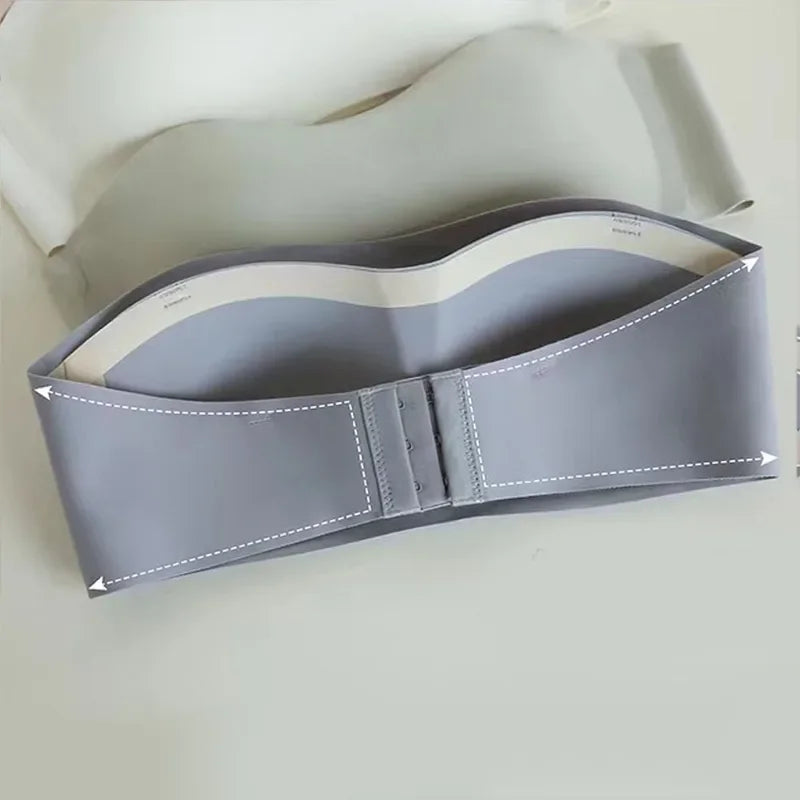 Strapless Bra Chest Wrap Bandeau Seamless Breathable Underwear Tops Non Slip Invisible Bralette Push Up Women's Bra